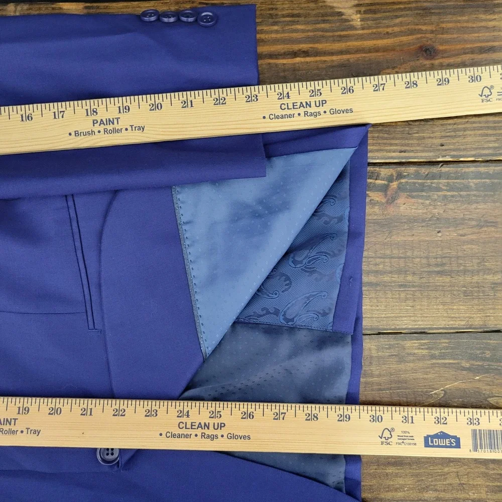 Mantoni Mens Sport Coat Blazer Two Button Nopleat Blue Twill Super Fine Wool 40R